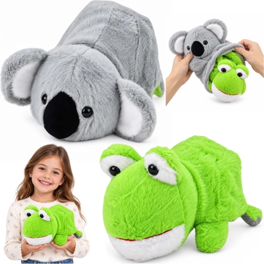 Reversible Plush Koala and Frog 2-in-1 Toy, 25 cm