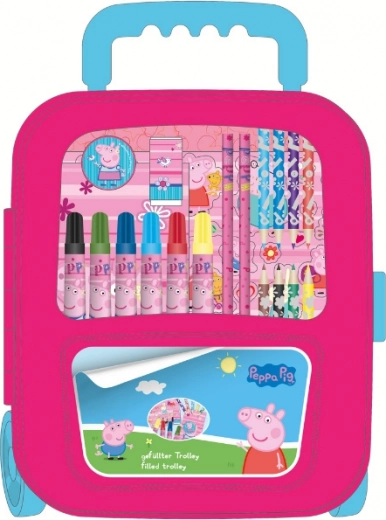 Pink Peppa Pig rolling art case for kids