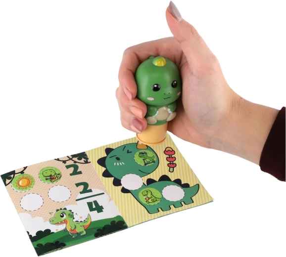 Ergonomic stamp with dinosaur motif