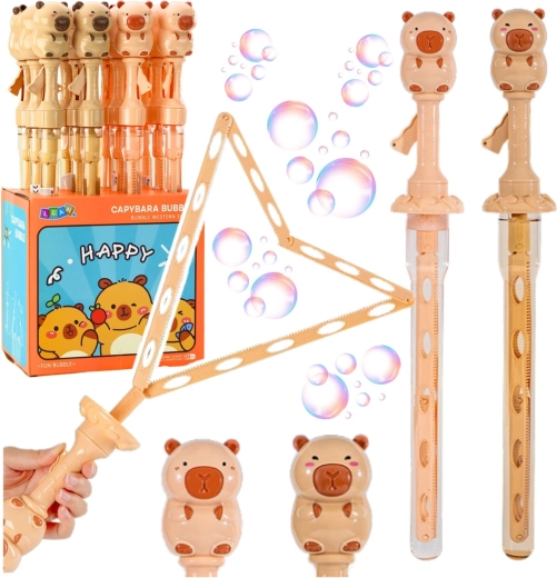 Capybara Bubble Wand 49.5 cm with foldable triangular wand, 100 ml