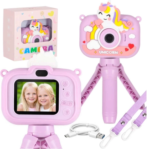 Детски дигитален фотоапарат с триножник UNICORN – лилав