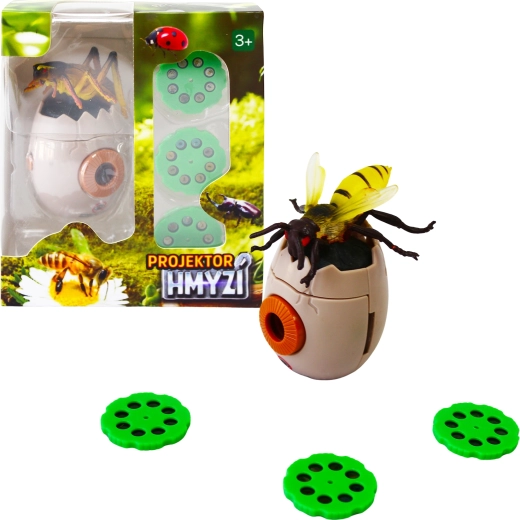 Children’s insect projector in an egg shape with 3 interchangeable discs