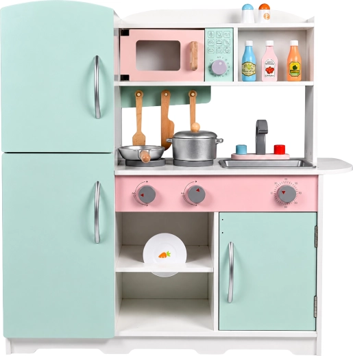 Large interactive wooden kids' kitchen with accessories - 1 piece