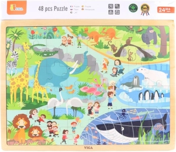 Дървен пъзел Zoo – 48 части