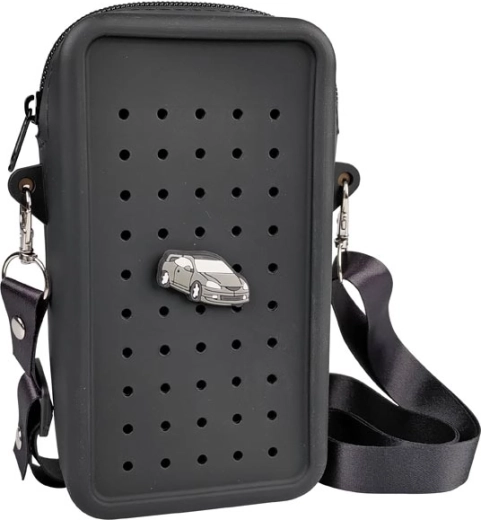 Gifty силиконова crossbody чантичка – черна с декоративен пин