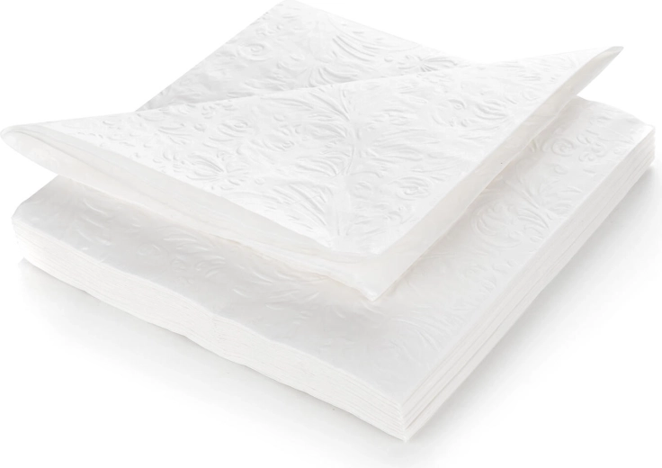 Paper dinner napkins 33 × 33 cm, white, 3‑ply (20 pcs)