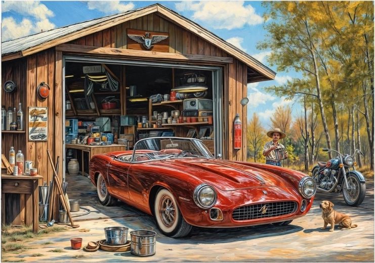 Jaguar in the Garage Puzzle 300 XL Pieces