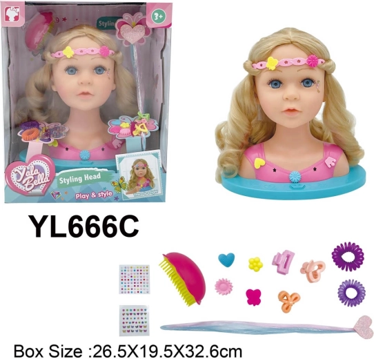 Hairdressing and styling set – doll head with accessories