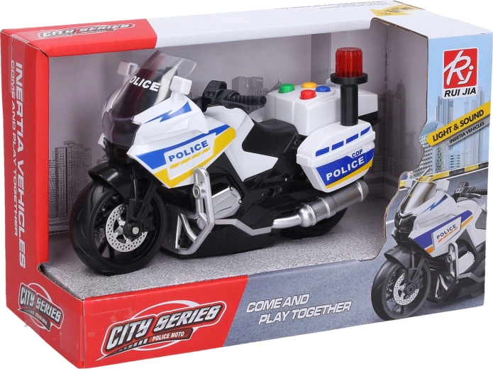 Police motorcycle with light and sound effects, 18 cm