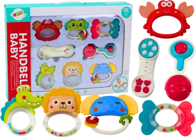 Set of Children's Rattles and Teethers in Animal Shapes, 8 pcs