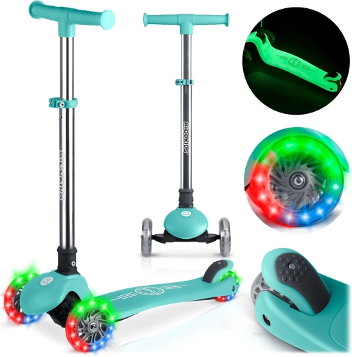 RICOKIDS Glow three-wheel balance scooter for kids – turquoise