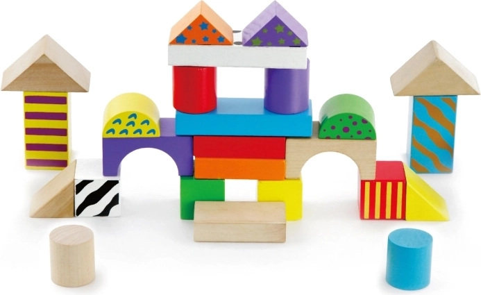 Wooden building blocks in a bucket – 50 pieces