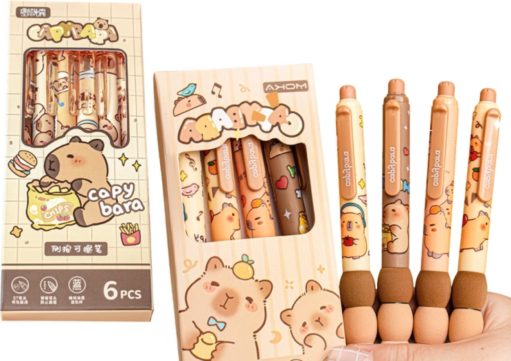 Capybara Pen Set 6 pieces blue ink