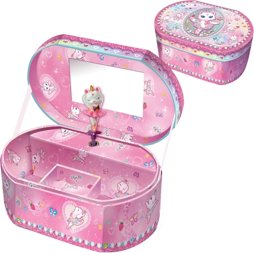 Musical Jewelry Box with Cat Motif – Oval
