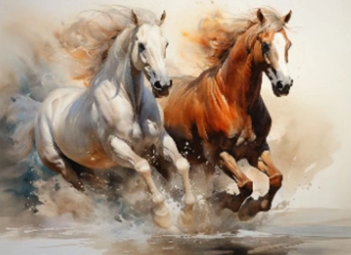 Диамантено рисуване Бягащи коне 30 × 40 см