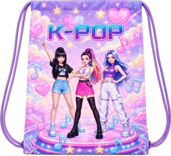 K-Pop Demon Hunters Purple Drawstring Shoe Bag