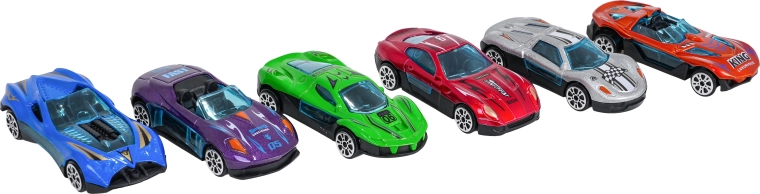 6 метални колички в комплекта