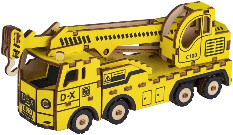 Woodcraft дървен 3D пъзел Кранов вагон