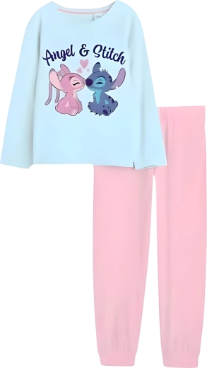Детска памучна пижама Stitch & Angel в тюркоазено-розово