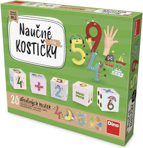 Dino дървени кубчета с числа – 20 бр.