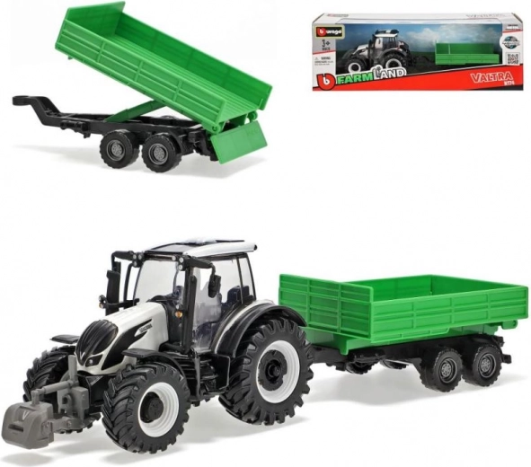Метален трактор с ремарке VALTRA N174 – самосвално ремарке (10 см) от Bburago