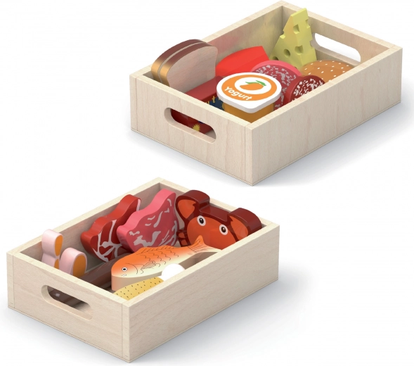 Wooden food set in cabinets - VIGA