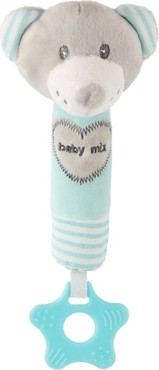 Baby squeaky plush rattle with teether BABY MIX – teddy bear, mint