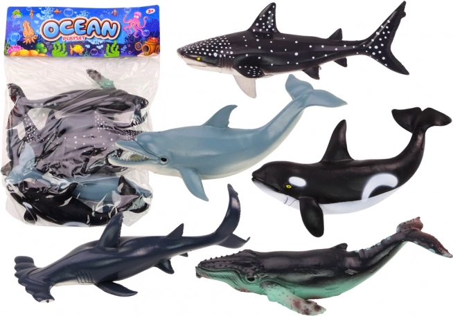 Set of the Largest Sea Animals Orca Whale Shark 6-Piece
