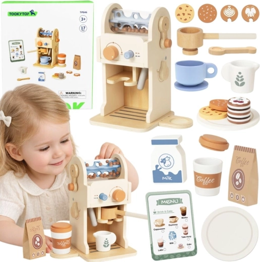 Tooky Toy дървена кафемашина за деца – бариста комплект