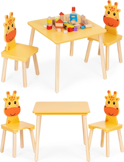 Детски комплект мебели – маса и 2 стола Жираф ECOTOYS
