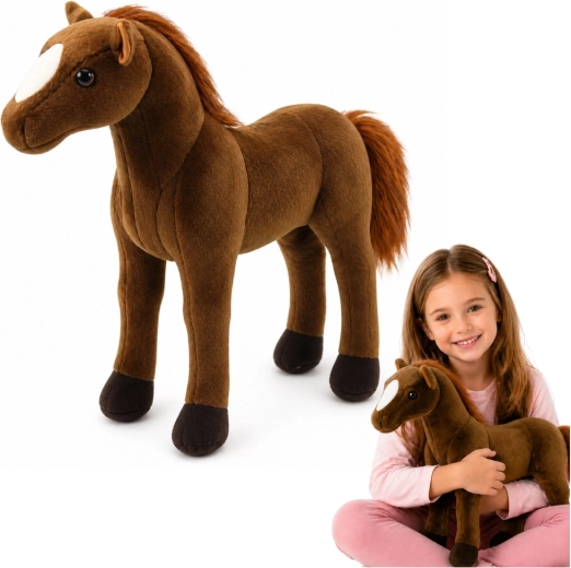 Dark Brown Plush Horse 40 × 37 cm