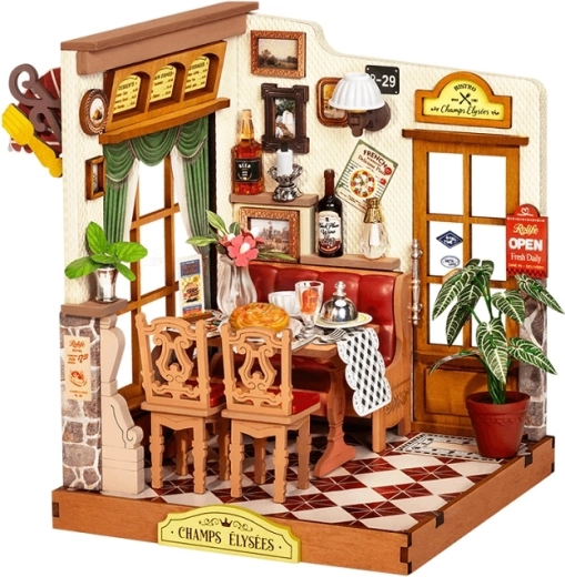 RoboTime 3D wooden miniature house – Champs-Élysées Bistro