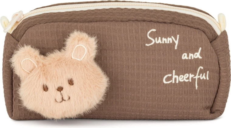 Children’s plush bear pencil case brown