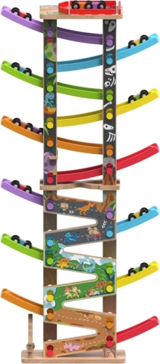 2Kids Toys голяма дървена състезателна писта с 12 рампи