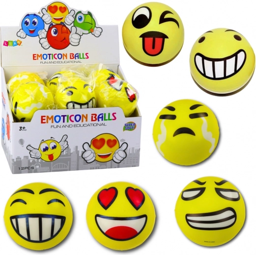 Пяна топка с емотикони 10 см, жълта