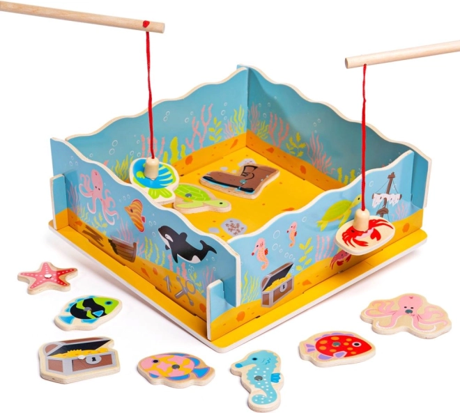 Дървена магнитна игра за риболов BIGJIGS TOYS