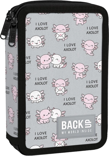 Двуетажен ученически несесер с принадлежности BackUP Axolot Love