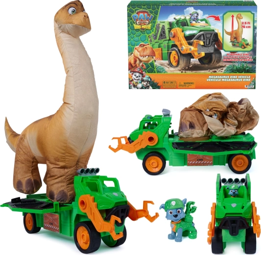 Spin Master Paw Patrol and Dinosaurs – Megasaurus dino vehicle with an inflatable dinosaur and Rocky figure