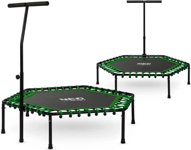 Neo-Sport hexagonal fitness trampoline with handle 127 cm green