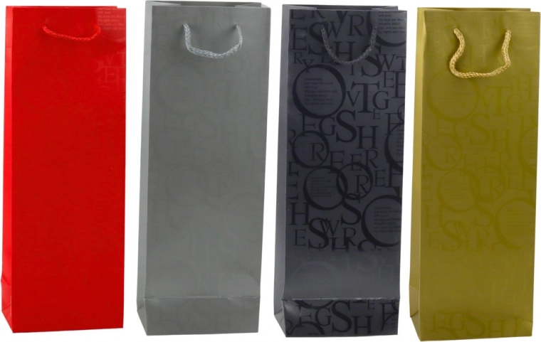 Gift bottle bag with embossed lettering 35 × 12 × 9 cm
