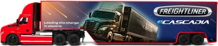 Метален камион Freightliner eCascadia с контейнер 33 см