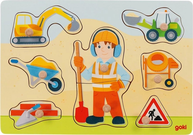 Wooden peg puzzle construction worker GOKI