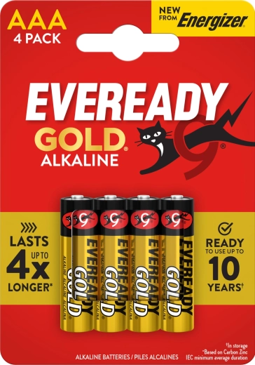 AAA Batteries ENERGIZER Eveready Gold, 4 pcs