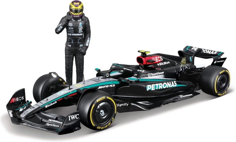 Bburago F1 model Mercedes-AMG Petronas W15 2024 Lewis Hamilton 1:24 with driver figure