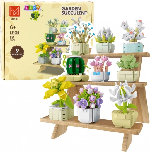 Construction building set Flowers in Pots, 9 models, 854 pieces