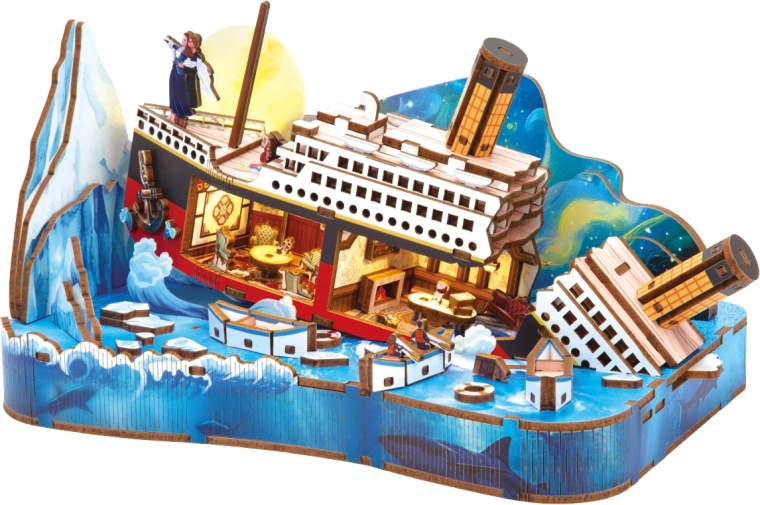 2Kids Toys 3D дървен пъзел миниатюрна сцена Titanic - 1 брой