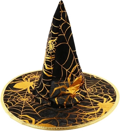 Witch Hat with Gold Spider Web