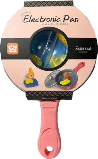 Kitchen set with battery-powered pan that changes food color