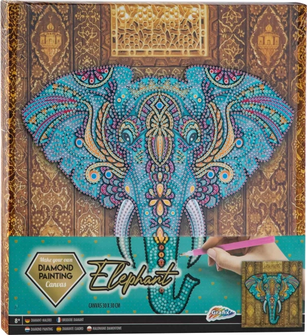 Diamond painting on frame elephant 30 × 30 cm