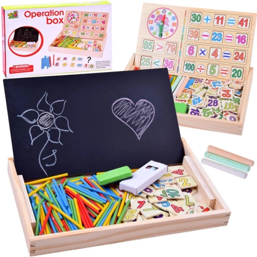 Wooden educational set with math board